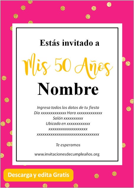 🎉🥂 Tarjeta de invitación 50 años #50años #invitacionesdigitales #par